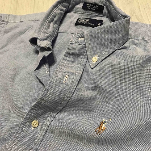 POLO RALPH LAUREN(ポロラルフローレン)のラルフローレン　ブルー　青　ボタンダウンシャツ　キッズUSA希少 キッズ/ベビー/マタニティのキッズ服男の子用(90cm~)(ブラウス)の商品写真