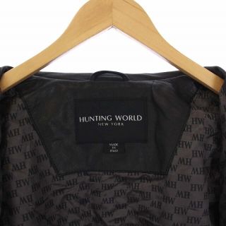 HUNTING WORLD シングルライダースジャケット 革ジャン 羊革 黒