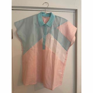 クレージュ(Courreges)のCourregès グレージュ　トップス　ピンク　ブルー　麻(シャツ/ブラウス(半袖/袖なし))