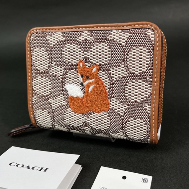 新品/未使用COACH コーチ 三つ折り財布カラーブロックシグネチャー 茶×黒