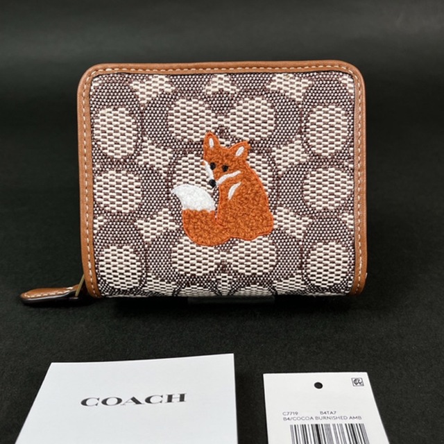 COACH シグネチャー ジャカード フォックス 二つ折り財布 C7719 新品