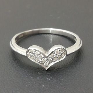 K18WG❤️ハート形がキュート✨大人ハート❤️リング✨ダイヤ0.10ct