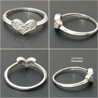 K18WG❤️ハート形がキュート✨大人ハート❤️リング✨ダイヤ0.10ct