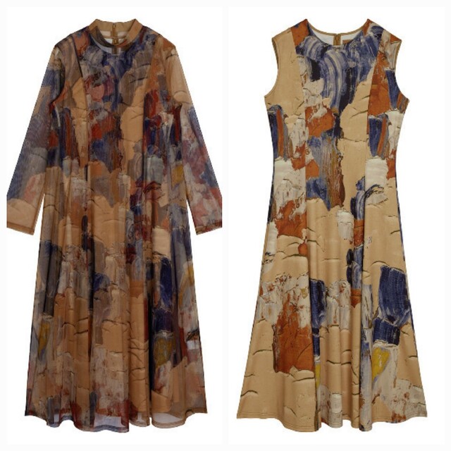 Ameri VINTAGE(アメリヴィンテージ)のAmeriVINTAGE 完売品 UND GYPSUM ART DRESS レディースのワンピース(ロングワンピース/マキシワンピース)の商品写真