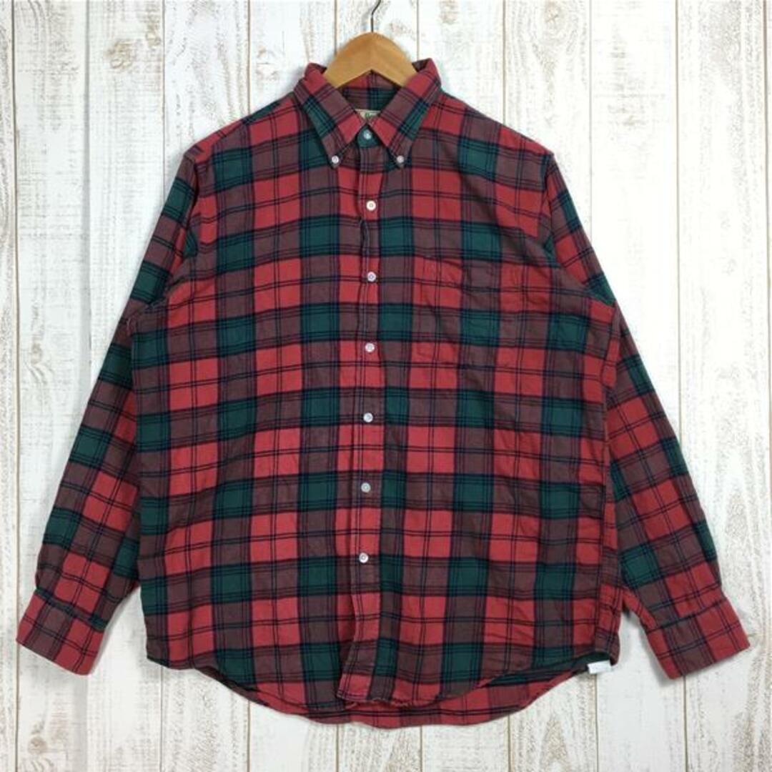 L.L.Bean(エルエルビーン)のMENs M  エルエルビーン 1990s ロングスリーブ コットン プレイド シャツ Long Sleeve Cotton Plaid Shirt アメリカ製 入手困難 LLBEAN レッド系 メンズのメンズ その他(その他)の商品写真