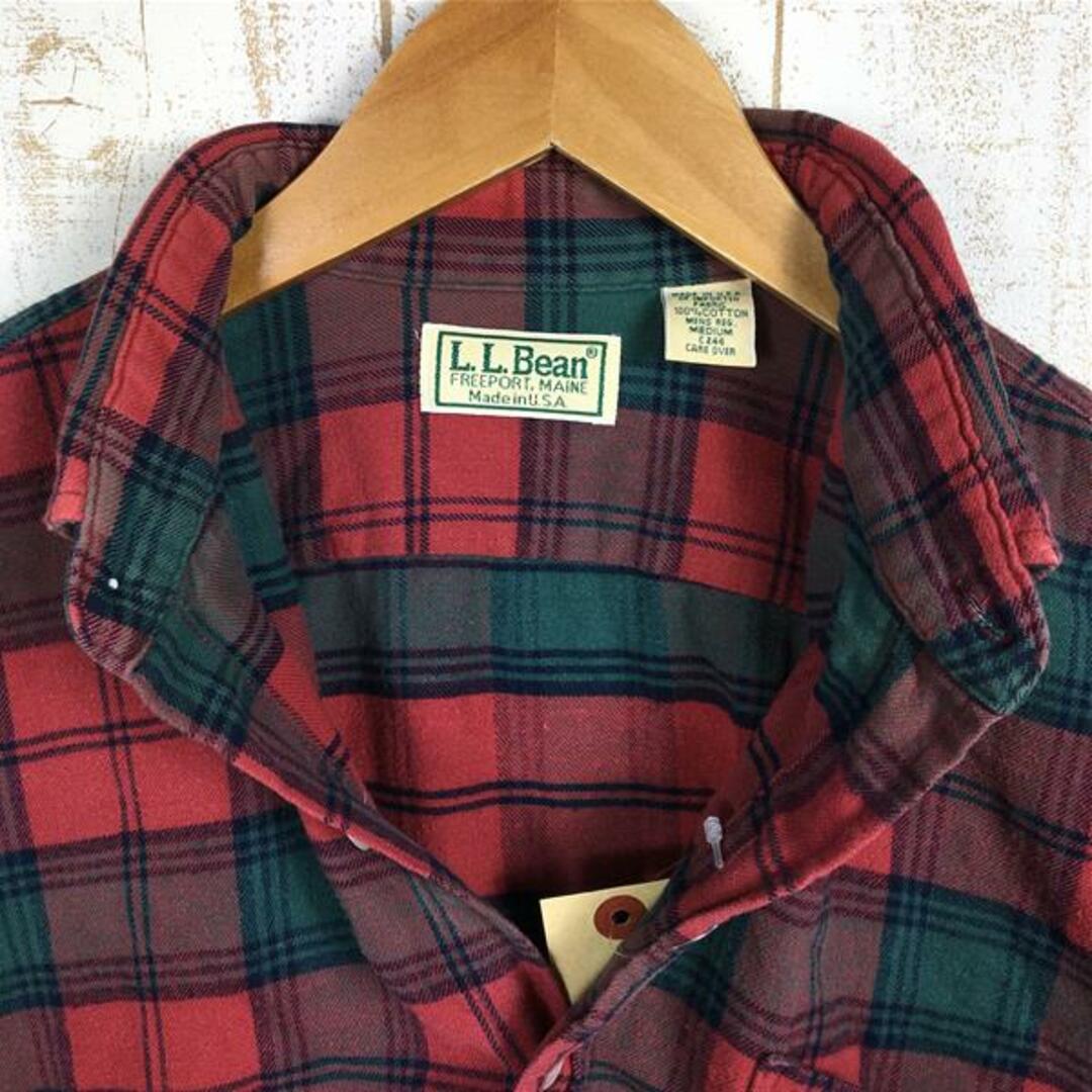 L.L.Bean(エルエルビーン)のMENs M  エルエルビーン 1990s ロングスリーブ コットン プレイド シャツ Long Sleeve Cotton Plaid Shirt アメリカ製 入手困難 LLBEAN レッド系 メンズのメンズ その他(その他)の商品写真