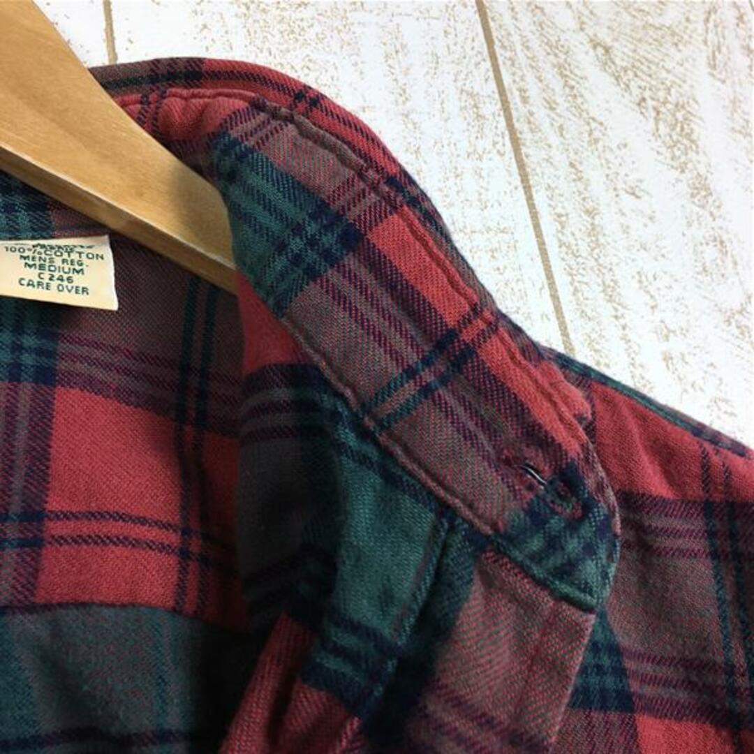 L.L.Bean(エルエルビーン)のMENs M  エルエルビーン 1990s ロングスリーブ コットン プレイド シャツ Long Sleeve Cotton Plaid Shirt アメリカ製 入手困難 LLBEAN レッド系 メンズのメンズ その他(その他)の商品写真