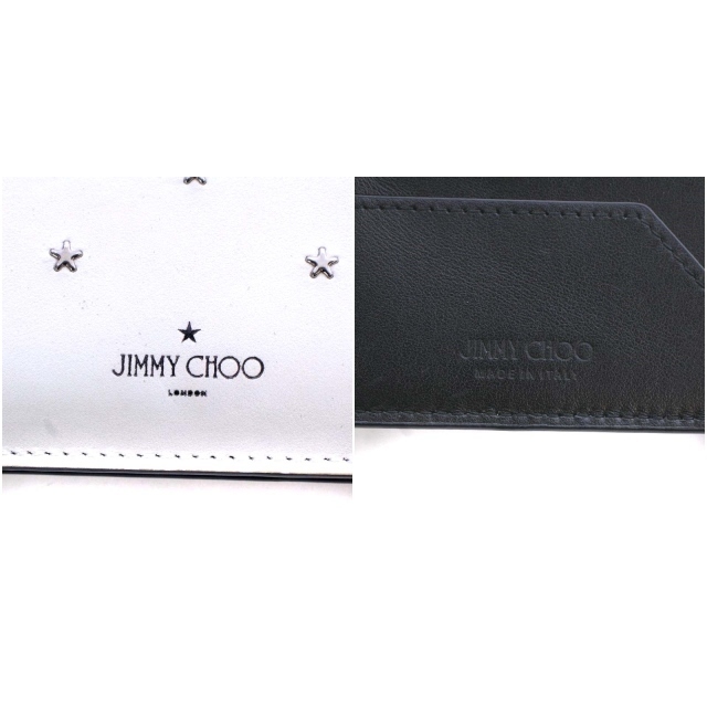 ジミーチュウ／Jimmy Choo 財布 ウォレット レディース 女性 女性用レザー 革 本革 ブラック 黒  ALBANY アルバニー スタースタッズ 小銭入れあり 二つ折り シボ革 シュリンクレザー