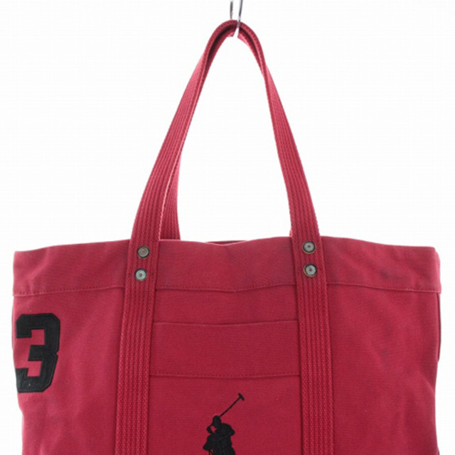 POLO RALPH LAUREN(ポロラルフローレン)のポロ ラルフローレン キャンバストートバッグ ハンドバッグ 刺繍 赤 黒 メンズのバッグ(トートバッグ)の商品写真