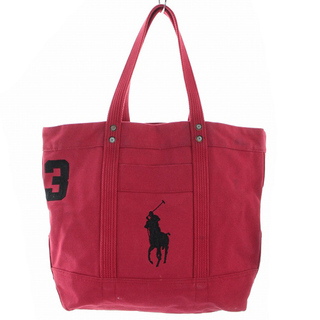 ポロラルフローレン(POLO RALPH LAUREN)のポロ ラルフローレン キャンバストートバッグ ハンドバッグ 刺繍 赤 黒(トートバッグ)