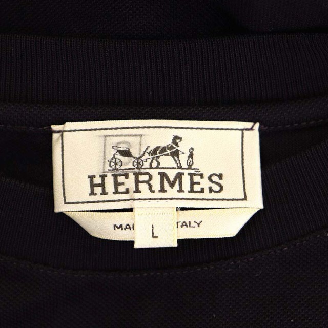 Hermes(エルメス)のエルメス カットソー Tシャツ 半袖 鹿の子 Hロゴ刺繍 胸ポケット メンズのトップス(Tシャツ/カットソー(半袖/袖なし))の商品写真