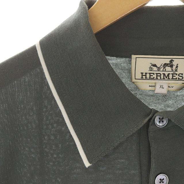 エルメス 袖ボーダー コットン ポロシャツ カットソー 半袖 XL エルメス 袖ボーダー コットン ポロシャツ カットソー 半袖 XL
