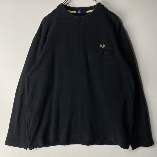 FRED PERRY(フレッドペリー)のFred Perry フレッドペリー 鹿の子 ロンT ブラック L メンズのトップス(Tシャツ/カットソー(七分/長袖))の商品写真