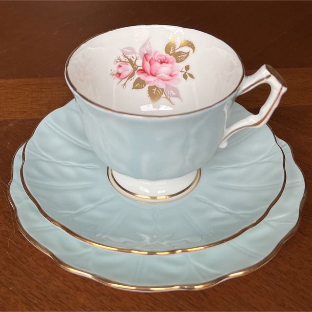 AYNSLEY カップソーサー　希少品！ ターコイズ　金　薔薇