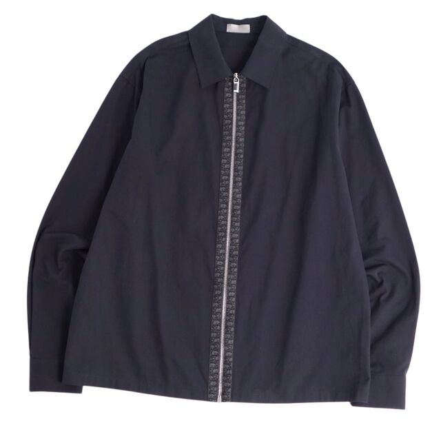 極美品 ディオールオム DIOR HOMME シャツ 20SS ジャケット ジップアップ オブリーク コットン トップス メンズ イタリア製 39(M相当) ネイビー