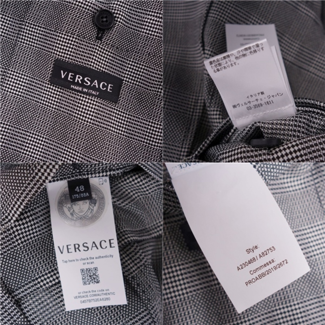 VERSACE(ヴェルサーチ)の極美品 ヴェルサーチ VERSACE ジャケット テーラード チェック ウール 芯なし アウター メンズ イタリア製 48(M相当) グレー メンズのジャケット/アウター(テーラードジャケット)の商品写真