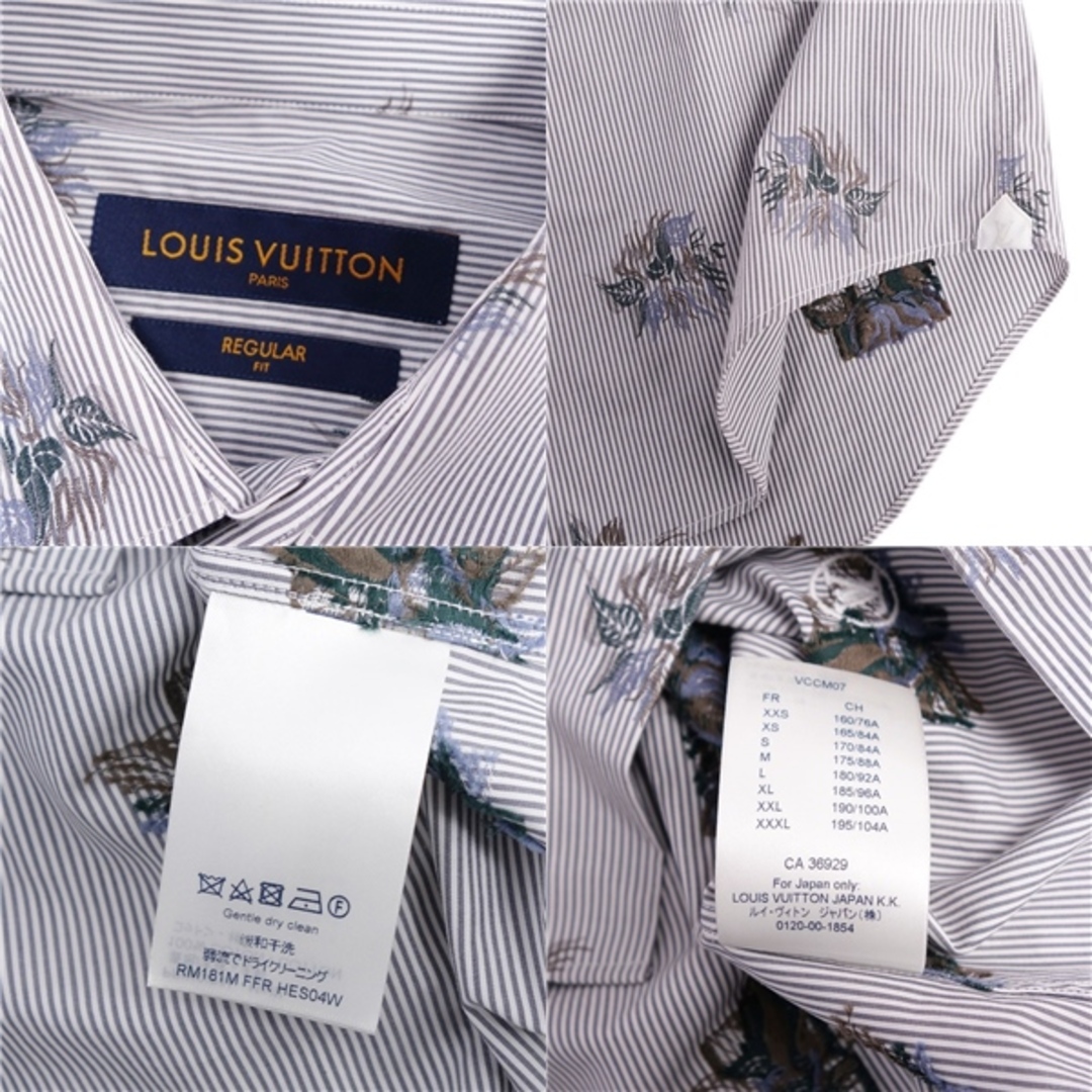 極美品 ルイヴィトン LOUIS VUITTON シャツ ロングスリーブ 総柄 コットン トップス メンズ イタリア製 S グレー