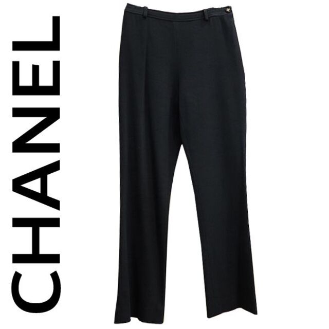 美品 CHANEL シャネル BOUTIQUE ココボタン パンツ 38 黒 驚きの値段