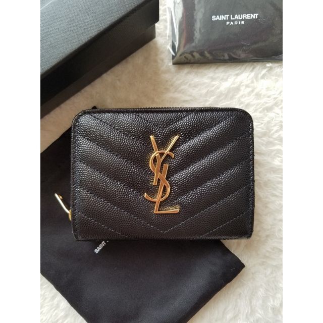 Saint Laurent モノグラム コンパクト ジップ 二つ折り財布