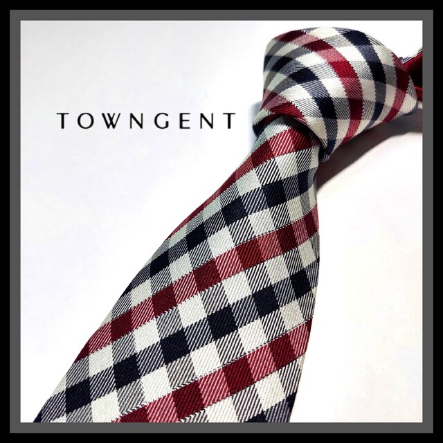 261【TOWNGENT】タウンゼント ネクタイ  赤×黒×白×チェック メンズのファッション小物(ネクタイ)の商品写真