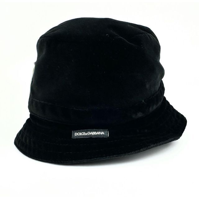 DOLCE&GABBANA(ドルチェアンドガッバーナ)のドルガバ D&G ハット 黒 ブラック 帽子 サイズ59 ハラコ ベロア 仔牛 レディースの帽子(ハット)の商品写真