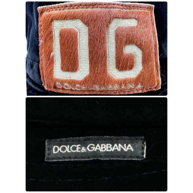 DOLCE&GABBANA(ドルチェアンドガッバーナ)のドルガバ D&G ハット 黒 ブラック 帽子 サイズ59 ハラコ ベロア 仔牛 レディースの帽子(ハット)の商品写真