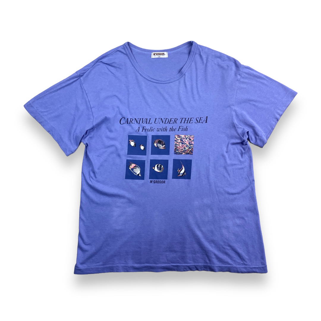 patagonia(パタゴニア)の90s ヴィンテージTシャツ シングルステッチ 魚柄 フィッシュ ロゴ パープル メンズのトップス(Tシャツ/カットソー(半袖/袖なし))の商品写真