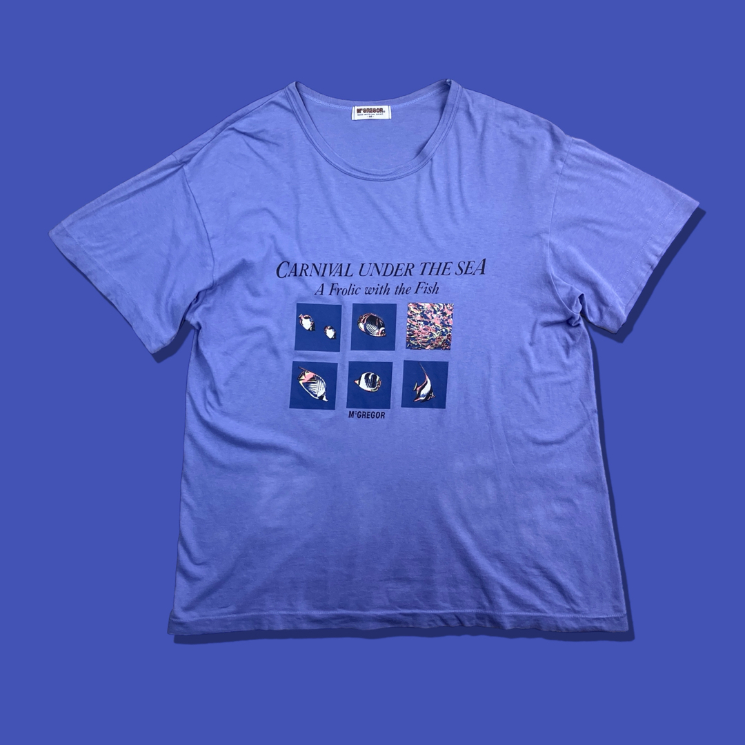 patagonia(パタゴニア)の90s ヴィンテージTシャツ シングルステッチ 魚柄 フィッシュ ロゴ パープル メンズのトップス(Tシャツ/カットソー(半袖/袖なし))の商品写真