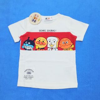 アンパンマン(アンパンマン)の新品　95cm　アンパンマン　2022横ならびキャラプリント半袖Tシャツ　赤(Tシャツ/カットソー)