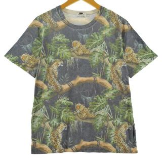 古着 トップマン TOPMAN 総柄 レオパード柄 ヒョウ柄 アニマルプリントTシャツ メンズM /eaa317063(Tシャツ/カットソー(半袖/袖なし))