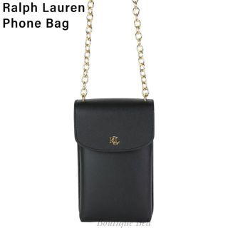 ラルフローレン(Ralph Lauren)の【ラルフローレン】レザー クロスボディー スマホショルダーバッグ ブラック(ショルダーバッグ)