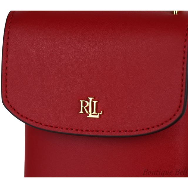 Ralph Lauren(ラルフローレン)の【ラルフローレン】レザー クロスボディー スマホショルダーバッグ レッド レディースのバッグ(ショルダーバッグ)の商品写真