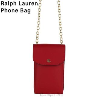 ラルフローレン(Ralph Lauren)の【ラルフローレン】レザー クロスボディー スマホショルダーバッグ レッド(ショルダーバッグ)