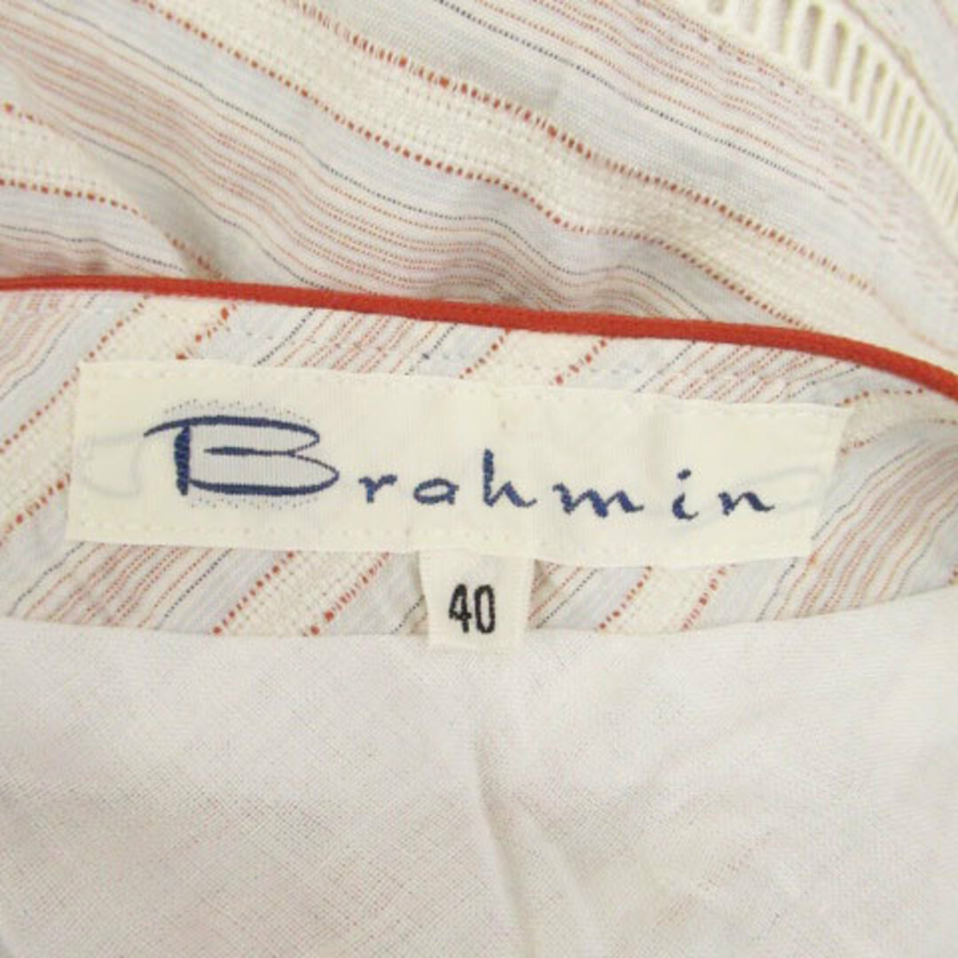 BRAHMIN(ブラーミン)のブラーミン フレアスカート ダイアゴナルストライプ柄 40 オフホワイト 赤 レディースのスカート(ひざ丈スカート)の商品写真