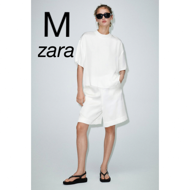 ZARA(ザラ)のZARA サテントップス　M レディースのトップス(シャツ/ブラウス(半袖/袖なし))の商品写真