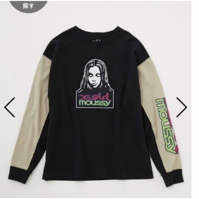 即完売品♡MOUSSY×X-girlコラボ♡XG FACE LS Tシャツ♡黒 トップス 即完売品♡MOUSSY×X-girlコラボ♡XG FACE LS Tシャツ♡黒 トップス