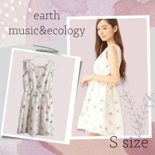 アースミュージックアンドエコロジー(earth music & ecology)の【earth music&ecology】花柄 ワンピース アイボリー S(ミニワンピース)