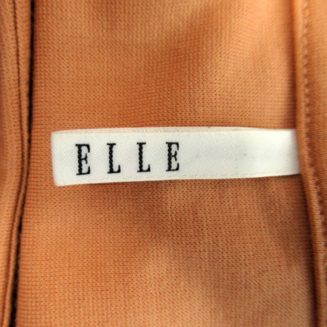 ELLE(エル)のエル ワンピース ひざ丈 長袖 ラウンドネック 切替 38 オレンジ ベージュ レディースのワンピース(ひざ丈ワンピース)の商品写真