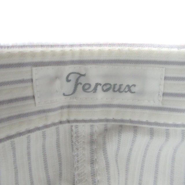 Feroux(フェルゥ)のフェルゥ ジャンパースカート ワンピース ストライプ柄 ペチコート付き 1 白 レディースのワンピース(ひざ丈ワンピース)の商品写真