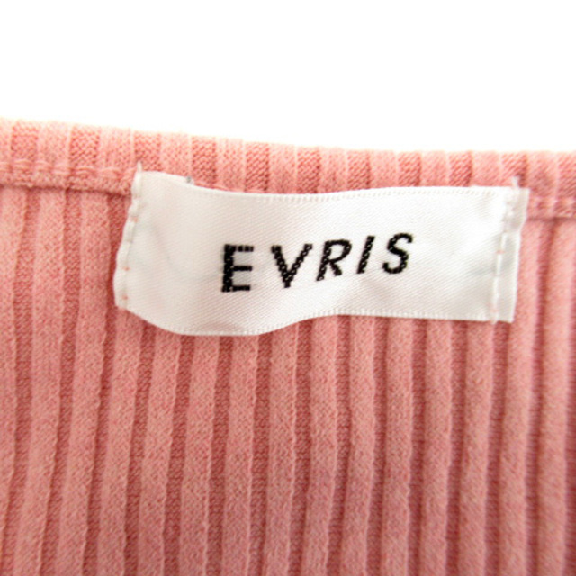EVRIS(エヴリス)のエヴリス リブカットソー 七分袖 スリットネック レースアップリボン F ピンク レディースのトップス(その他)の商品写真