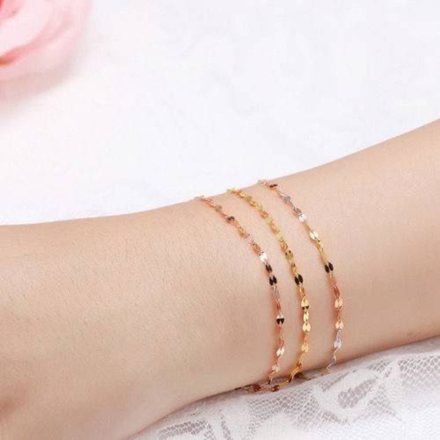 肌触りがいい レディース ブレスレット 韓国 上品 ゴールド ペタルチェーン シンプル レディース ブレスレット 韓国 上品 ゴールド ペタルチェーン シンプル