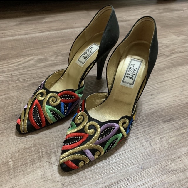 ネイビーシー GIANNI VERSACE ヒール ジャンニ ヴェルサーチ