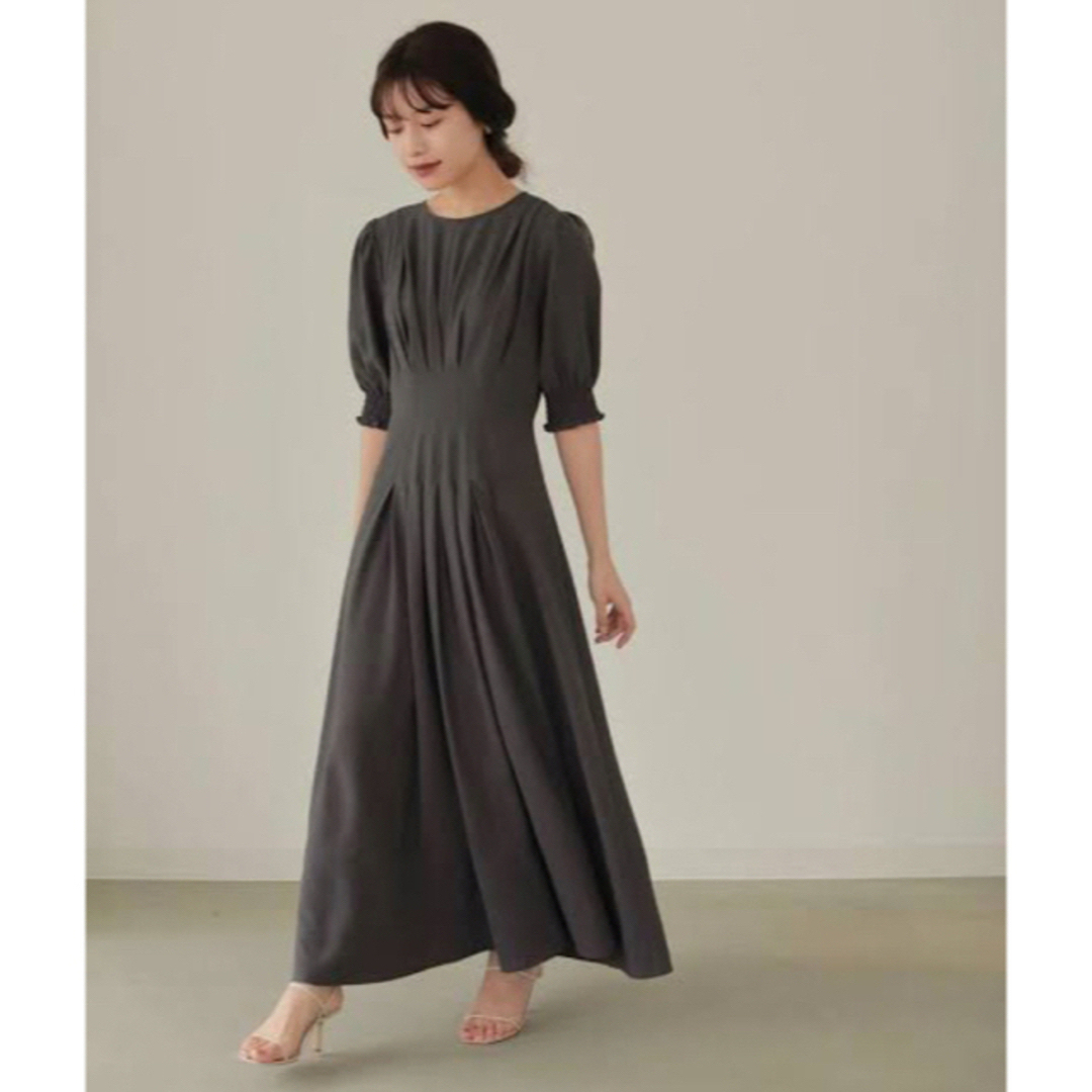 L’Or ロル　ワンピース　Tuck Drape Dress チャーコル