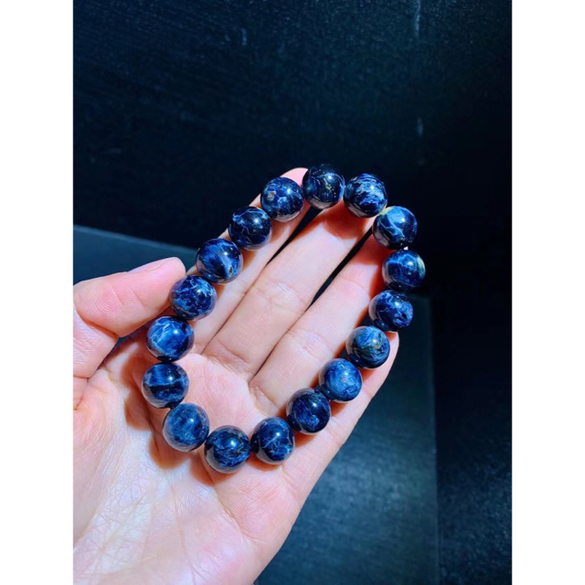 ⭐︎【天然】ブルーピーターサイト キャッツアイ効果強 ブレスレット 12.2mm