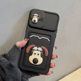 グルミットiPhone14proカバースマホ3Dシリコンウォレットカード犬ケース(iPhoneケース)