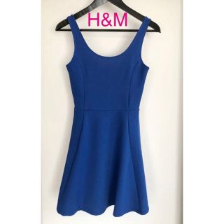 エイチアンドエム(H&M)のH&M レディース　フレアワンピース　ブルー　34 XS(ミニワンピース)