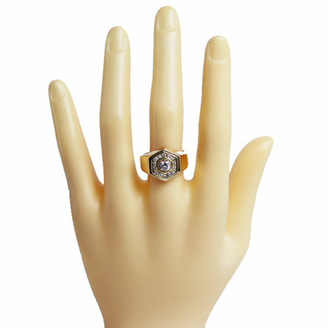 K18YG イエローゴールド リング・指輪 ダイヤモンド0.35ct 17号 12.4g メンズ【美品】