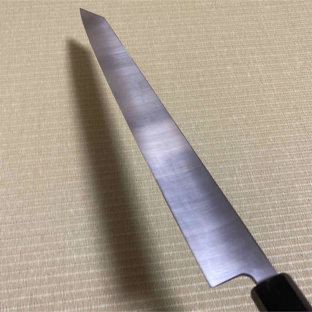 小売店 新品 尺寸 V金10号 切付包丁 刺身包丁 和包丁 オリーブウッド黒