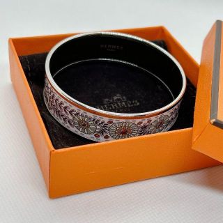 プチギフト HERMES エルメス エマイユGM バングル 七宝焼 花柄 | www