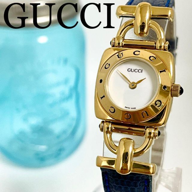 545 GUCCI グッチ時計 レディース腕時計 ゴールド ブルー アンティーク